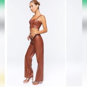 🟫🟤🤎 Faux Leather Crop Top & Pants Set